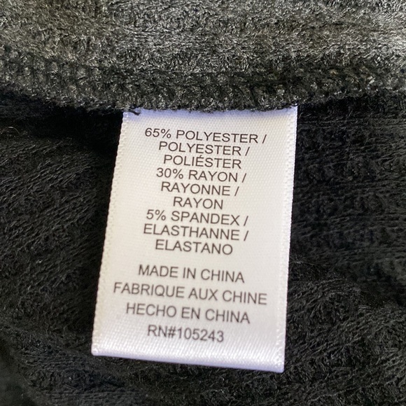 Bobeau Open Front Grey Black Colorblock Waffle Knit Cardigan - Picture 7 of 8